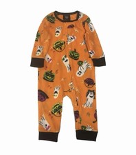 Infant Plush Orange Ghost  Pumpkin Halloween Sleeper Pajamas Size 3-6 Months
