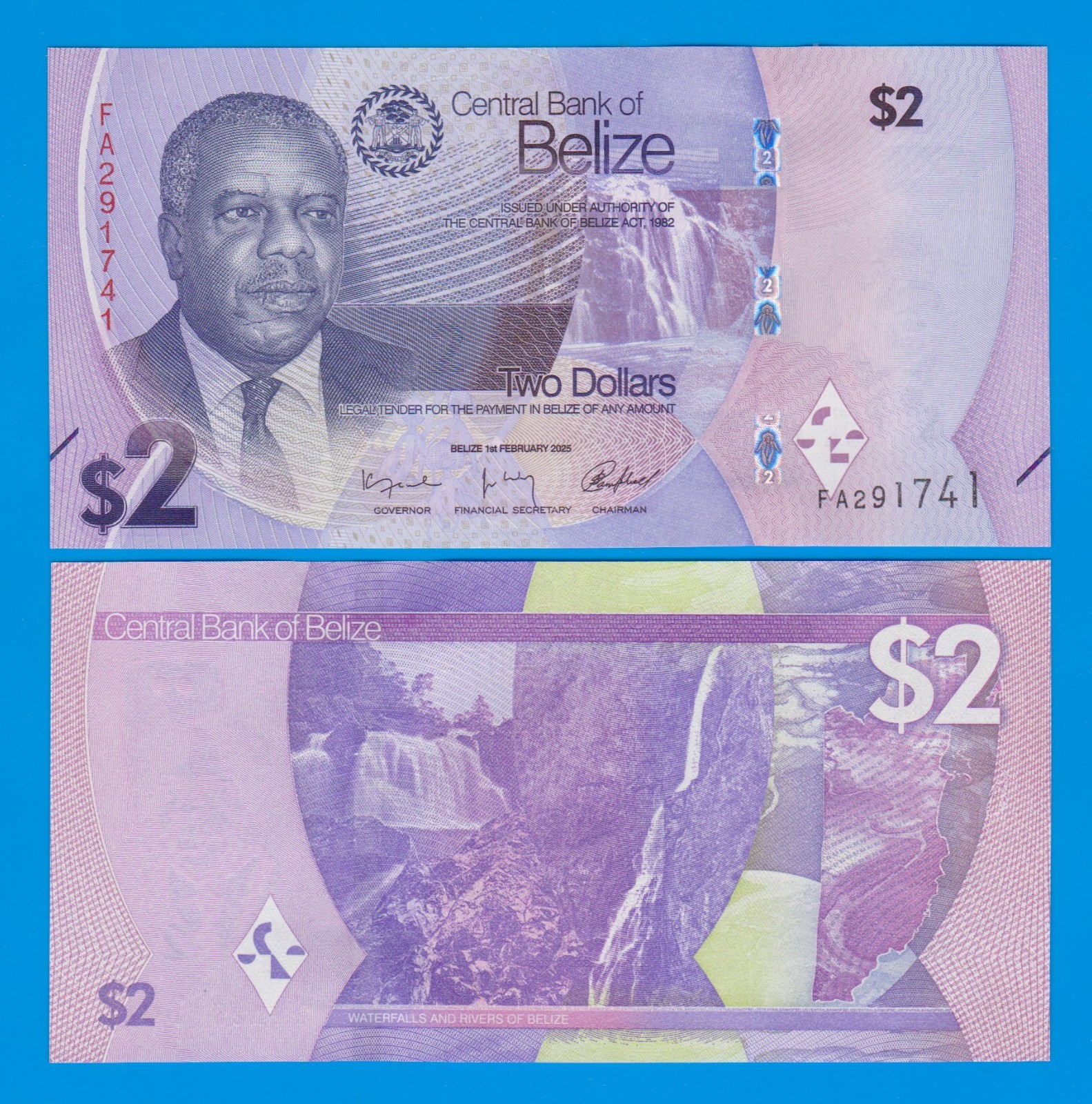 NEW 2025 !!! Belize 2 Dollars P 73 2025 UNC
