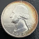 1938-S WASHINGTON QUARTER GEM UNCIRCULATED 25C ALBUM TONED SILVER COIN BU 906
