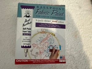 Embroidery Paint Tubes Aunt Martha's Ballpoint 8-Pk Jewel Colors, preowned
