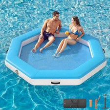 8FT Octagon Inflatable Floating Dock, Woven Fabric Deck, Pump, 2-8 Adults Lakes