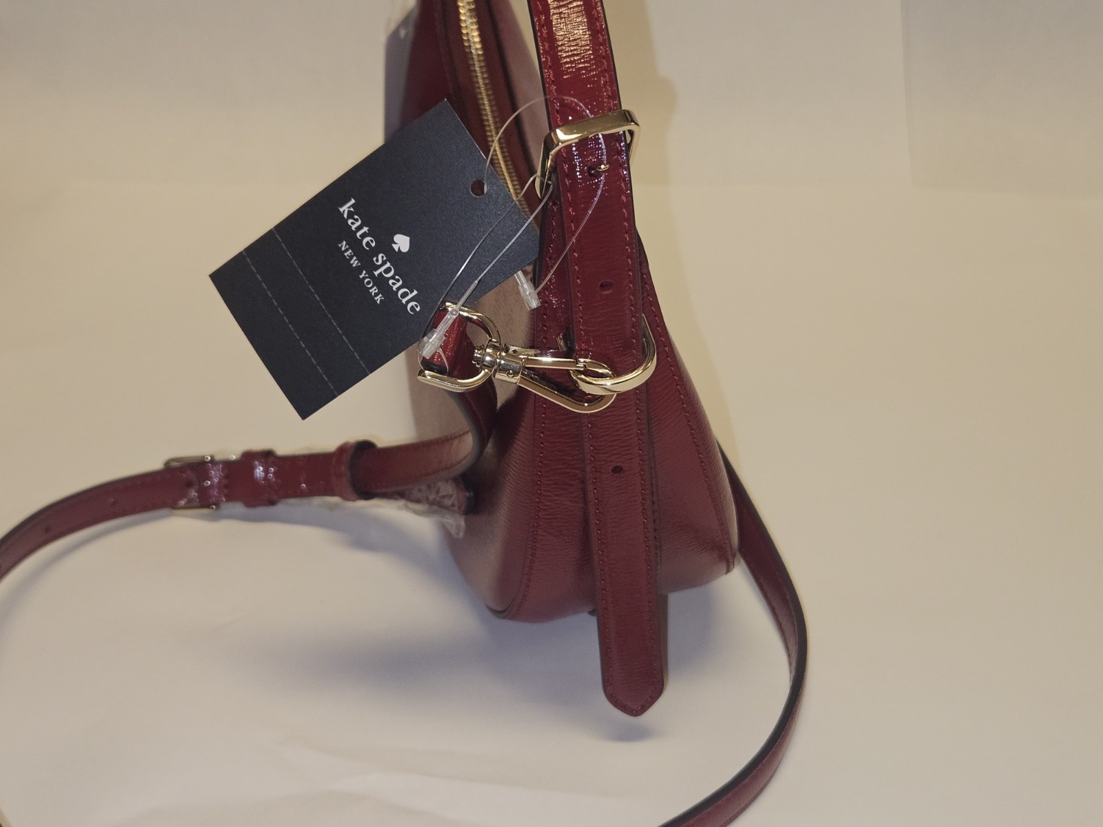 Kate Spade Nova Crescent Bag Red Patent Leather Shoulder Purse Crossbody New NWT thumbnail 5