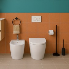 Sanitari Filo Muro Completi con CopriWC SoftClose Vaso Bidet Ceramica Bianca