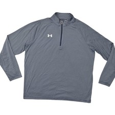 Under Armour Men's 2XL Blue Pullover Sweatshirt Polyester Loose Heatgear Striped