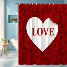 Romantic Red Roses Love Shower Curtain for Bathroom Decor