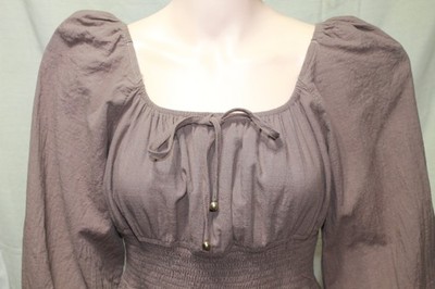 Lillusory Long Sleeve Puffed Shoulder Dress-Brown Sz Lg