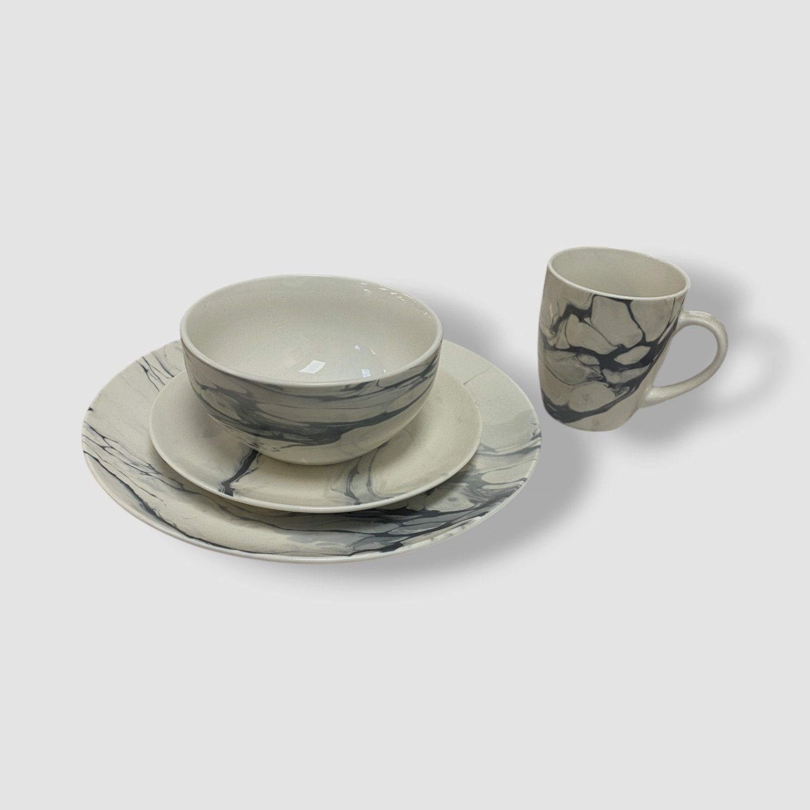 American Atelier White Marble Porcelain Dinnerware Set 14-Piece
