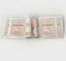 Beauty Bio BUNDLE PH Balancing Cleanser 2oz,Brightening Serum.27oz,4 Bright Eyes