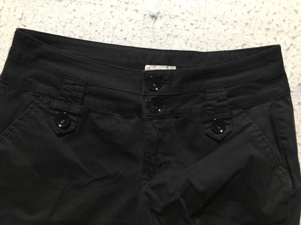 Dressbarn Long Shorts Womens 8 Black Pockets Double Button - Imagem 2 de 4