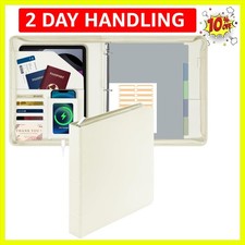 Zippered Leather 3 Ring Binder Organizer with Pockets   Business Portfolio Fo...