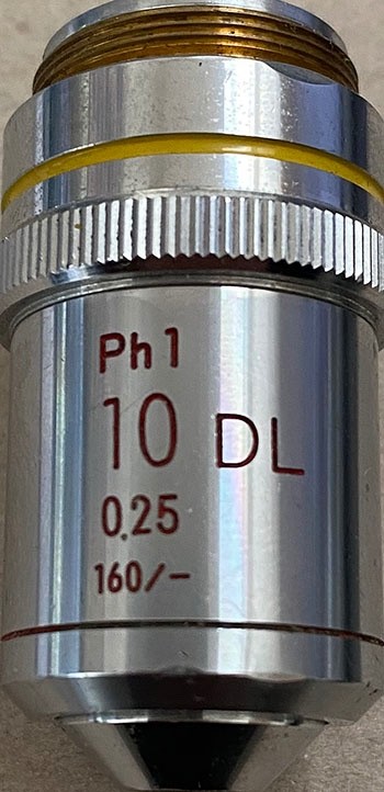 Nikon Ph1 10X DL 0.25 160/- Phase Contrast Microscope Objective
