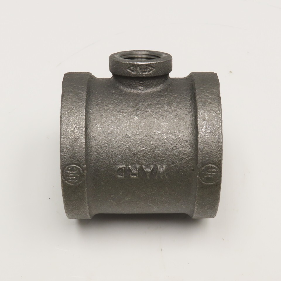 Ward 2" x 1/2" x 2" Black Malleable Iron Pipe Fitting Reducer TEE