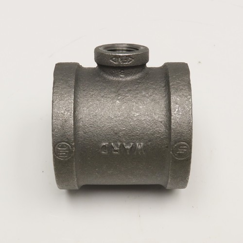 Ward 2" x 1/2" x 2" Black Malleable Iron Pipe Fitting Reducer TEE