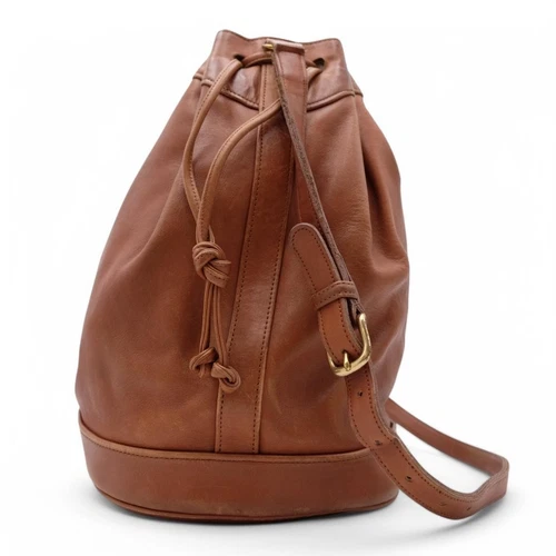 Vintage Coach 017 Shoulder Bag Drawstring Leather Brown 0073032K Authentic - 画像6/14