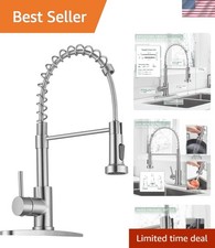 Kitchen Faucets, Brushed Nickel Kitchen Faucet with Pull Down Sprayer, Indust...