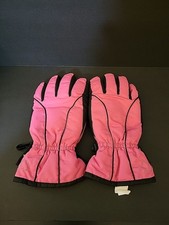 Girls Ski Gloves Pink Heart Insulated One Size See Description USED OK