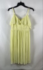 Boohoo Occasion Women's Lemon Yellow Cold Shoulder Ruffle Midi Dress NWT Sz 8