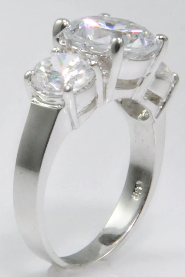 3 Kt Centrale Tre Pietre Anello Superiore Russo Vintage Zirconia Cubica - Immagine 3 di 3