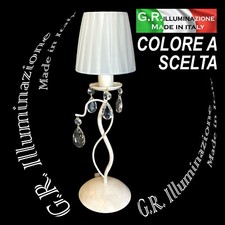 LUMETTO IN FERRO BATTUTO 1 LUCE AVORIO ORO LAMPADA DA COMODINO PARALUME Regina