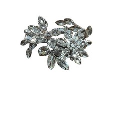 Clear Crystal Rhinestones Pearl Wedding Hair Clip Barrette Flower Squeeze Clasp