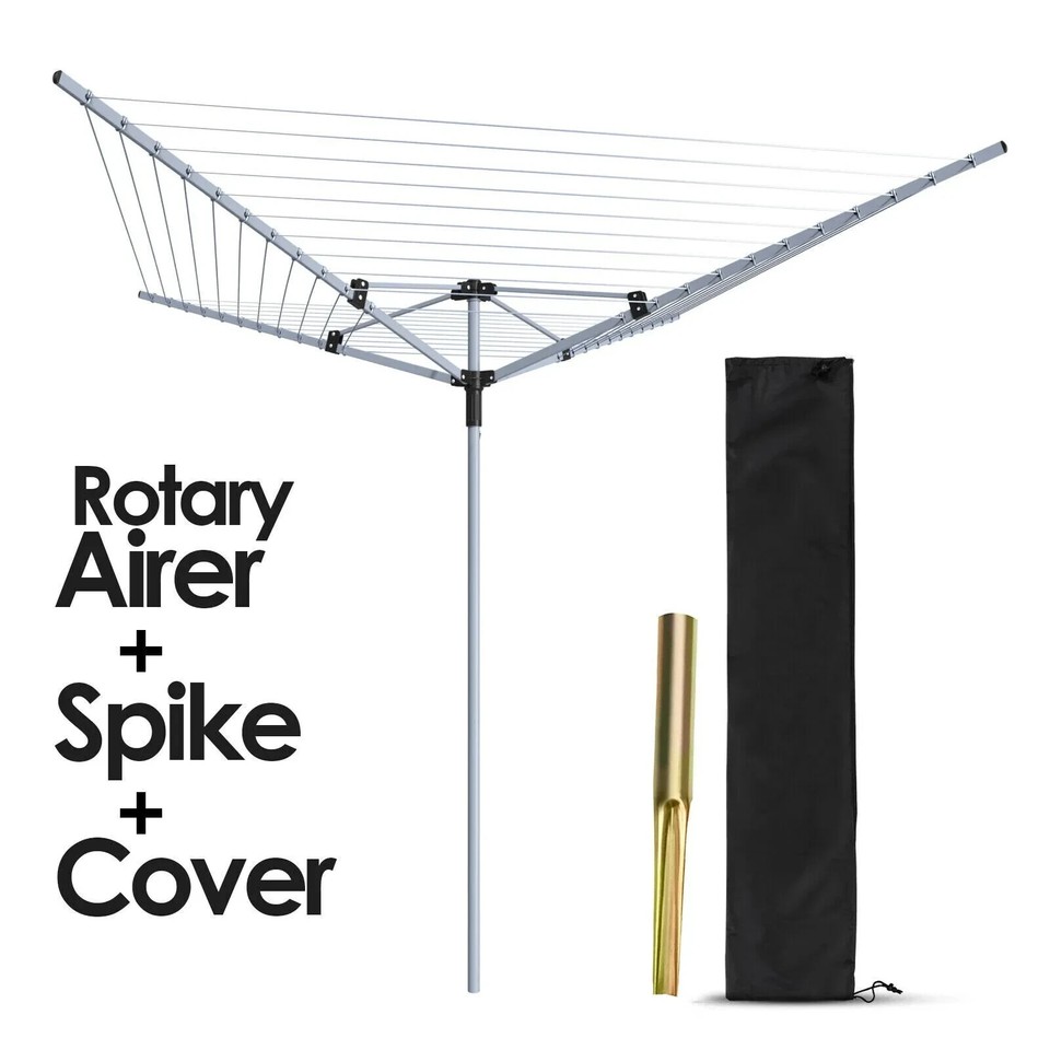 60M Rotary Airer Clothes Dryer Heavy Duty 4 Arm Garden Outdoor Washing