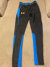 Men's Black Blue Under Armour Spandex Amourvent Tights Compression Pants Small S