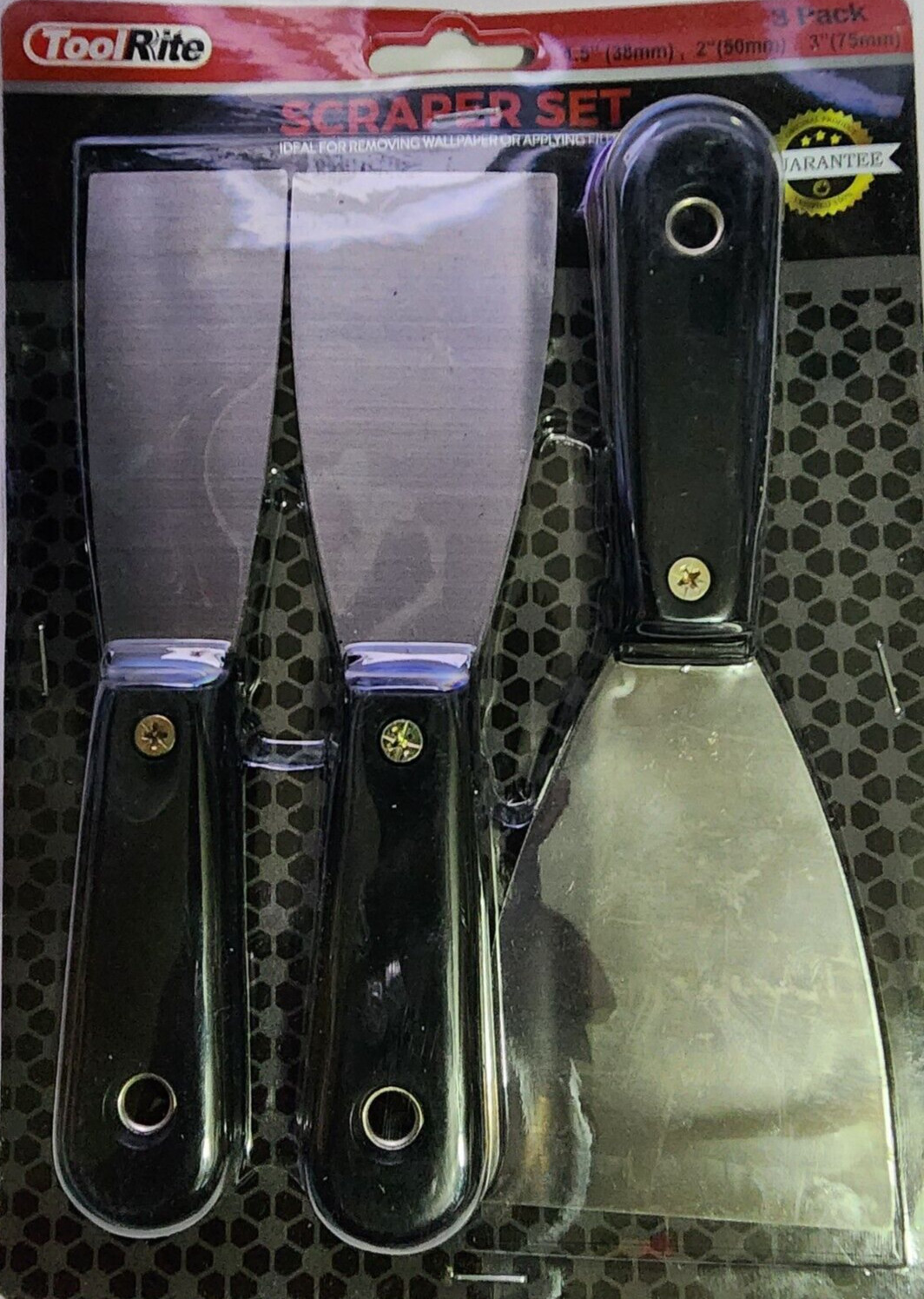 ToolRite Putty Knife Scrapers, Spackle Knife, Metal Tool for Drywall Finishing