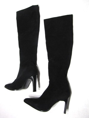 Damen Stiefel Schwarz Hirsch Fein 38 Trend Echtleder Italy Absatz 9 Neu