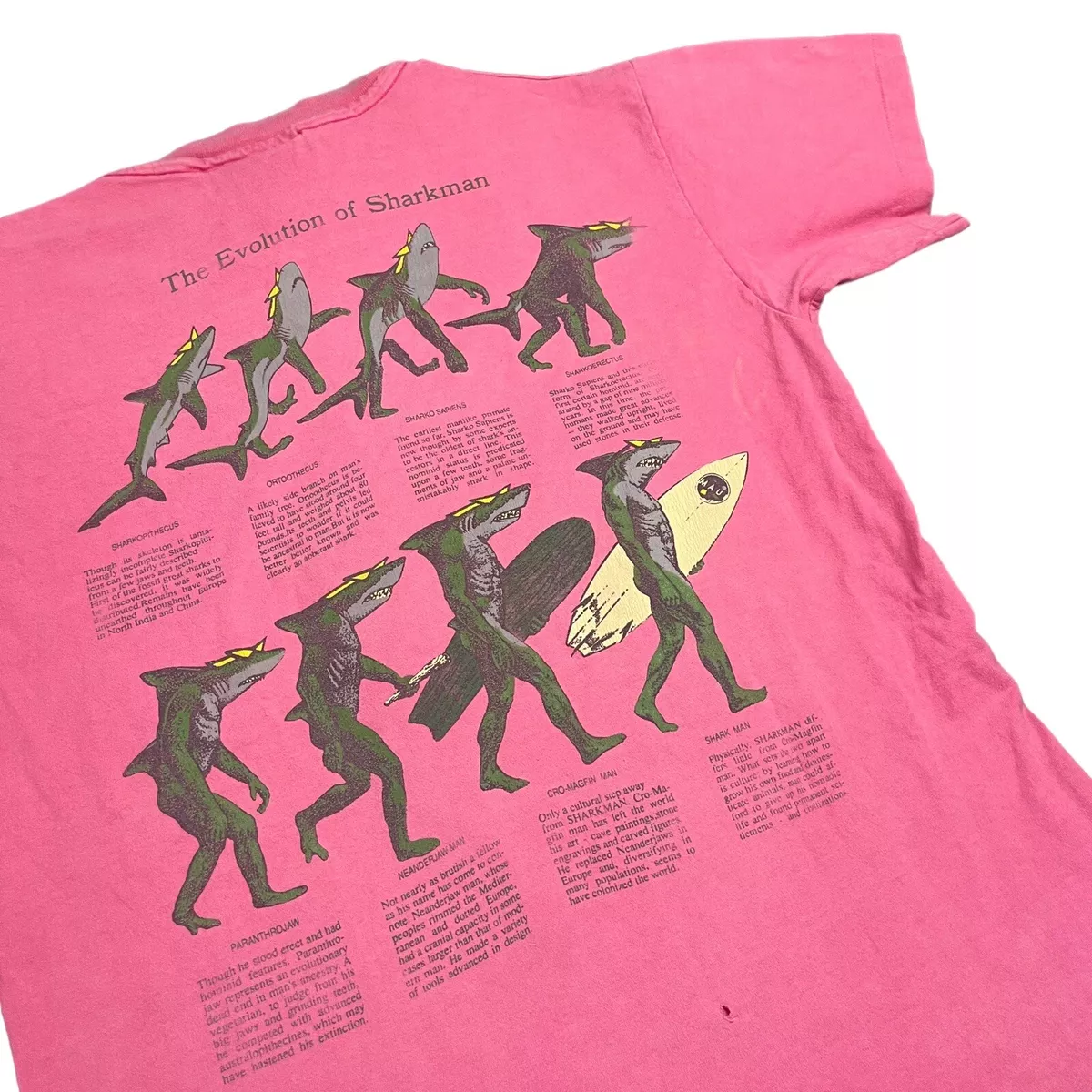 Vintage Maui and Sons Evolution Of Shark Man T Shirt 90s USA Made Surfer Tee