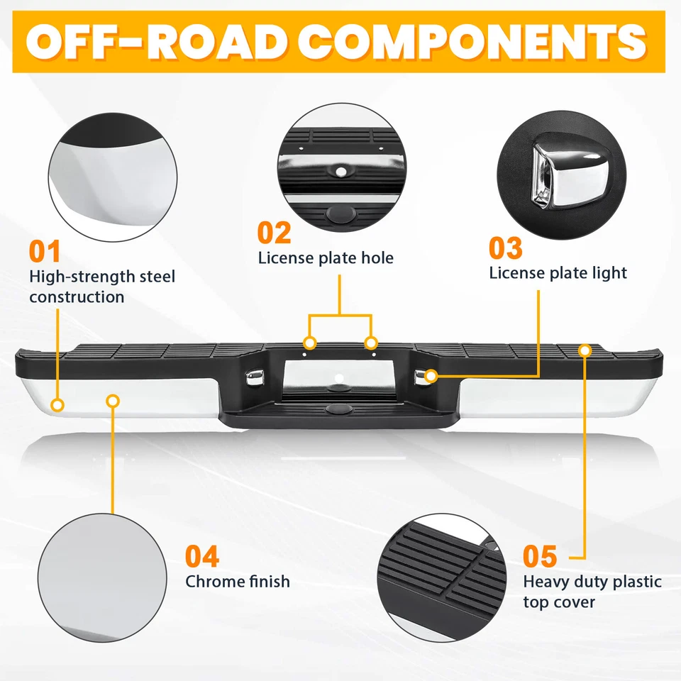 Chrome Rear Step Bumper Assembly For 1993-2011 Ford Ranger Styleside Bed - Steel Foto 3 de 4