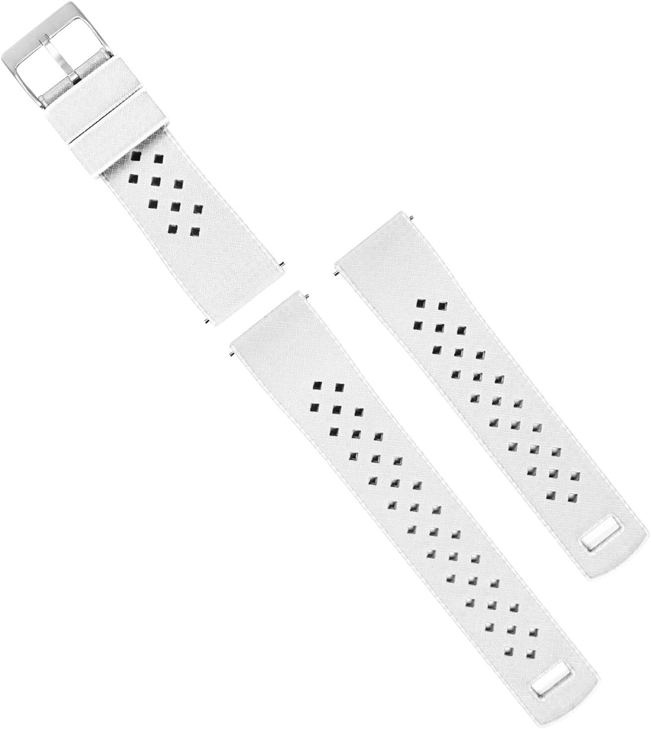 , 19mm White - Tropical-Style Watch Bands - Quick Release - Choose Strap Color &