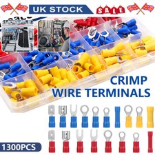 1300Pcs Insulated Electrical Wire Terminal Crimp Connectors Spade Assorted Kit