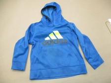 ADIDAS Size 6 Boys Blue Front Pocket Fleece Lined Breathable Athletic Hoodie 266