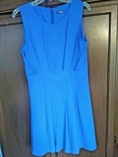 Wanko Dress Blue Sleeveless Lined Career Back Zipper Polyester Large