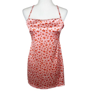 Urban Outfitters Dress Women Large Pink Orange Butterfly Print Tank Mini  Stretch | eBay