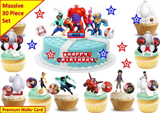 Big Hero 6 Anniversaire Gateau Tasse Scene Scene Gaufrette Comestibles Toppers Stand Up Custom Cuisine Arts De La Table Maison