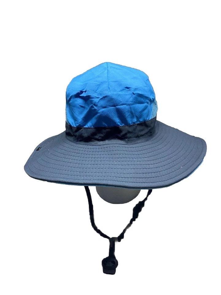 Chapéu Senwai Outdoor Sun Bucket Malha Azul Cinza Tamanho Único Pesca Caminhada Rabo de Cavalo - Imagem 2 de 4