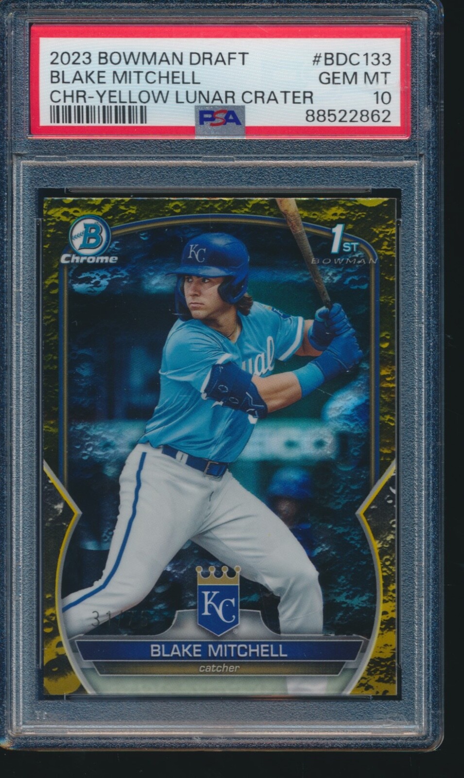 PSA 10 BLAKE MITCHELL 1st 2023 Bowman Chrome YELLOW LUNAR REFRACTOR/75 GEM MINT