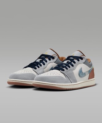 New Size 10.5 Men Nike Air Jordan 1 Low SE Phantom/Coco Milk/StarBlue FZ5042-041