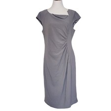 L.K. Bennett Women's Sz 14 Davina Ruched Sheath Dress Career Steel Color NEW!