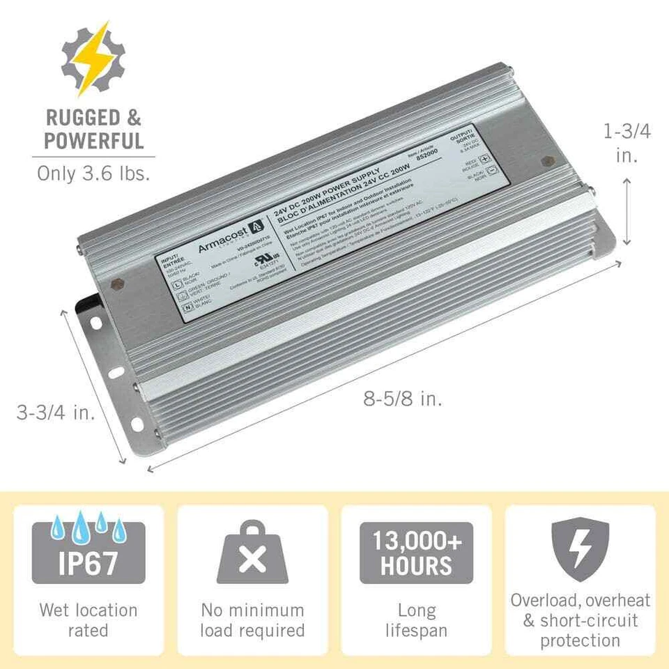 Armacost Lighting 200-Watt 24-Volt DC LED Transformer Standard Power Supply - Image 3 of 4
