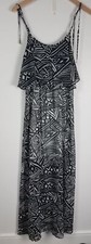 Calvin Klein Women's Sz. 6 Blk & White Geometric Print Maxi Chiffon Dress