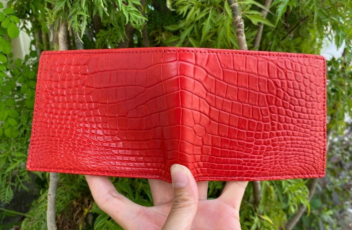 Alligator leather wallet men 100% handmede from real Crocodile skin,  handmade