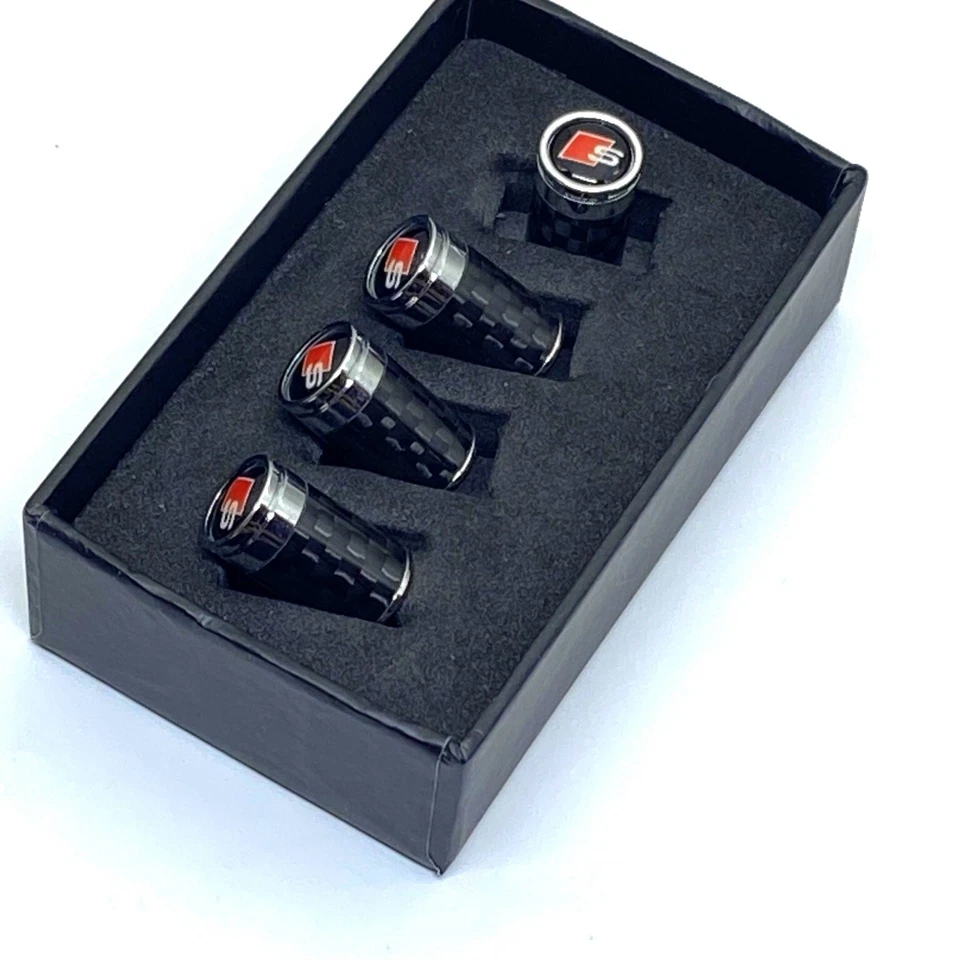 4-piece Box pack  Tire Valve Cap Covers Carbon fiber  Fits Audi  Universal Fit - Image 3 of 4