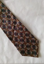  Mark Pendleton 100% Silk Necktie Tie Handmade In Italy Brown Geometric Long 62"