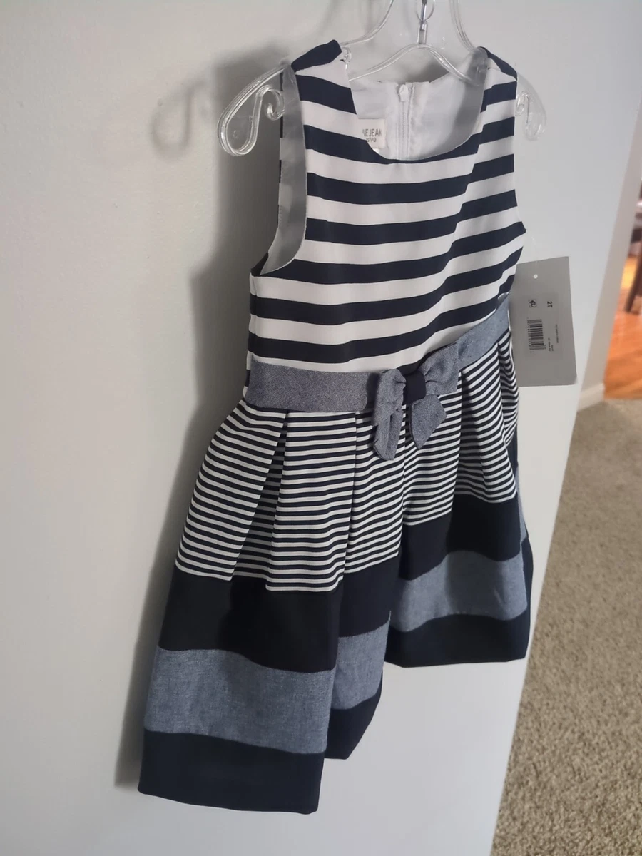 Bonnie Jean Exclusive Toddler Navy White Stripes  Dress Size 2T