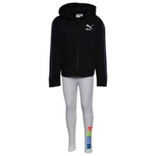 PUMA Kids Rainbow Fleece Hoodie And Leggings 2 piece Set Girls Preschool Sz 6T
