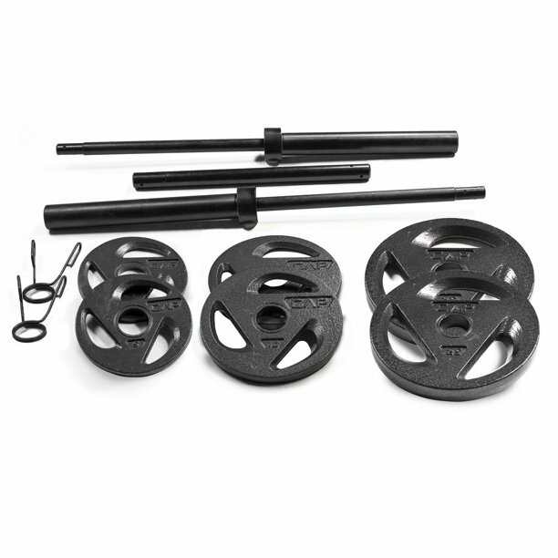 CAP Barbell Weight Set 110 LBS with 7" Olympic Bar & Plates for lifting Home Gym