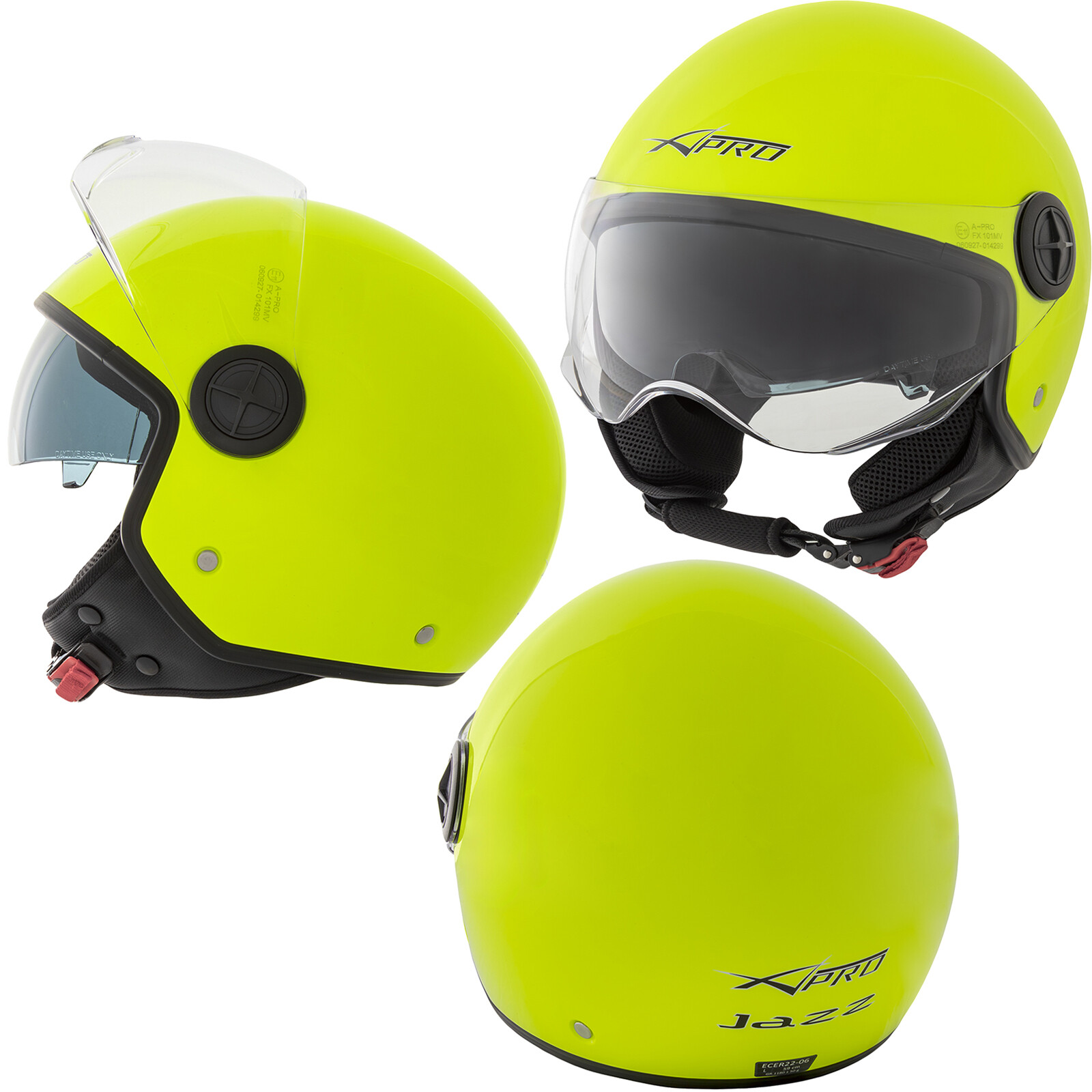 Jet Helmet Motorcycle Open Sun Scratchproof Visor Scooter ECE 22-06 Fluo XL
