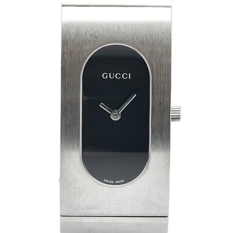 Gucci 2400L quartz bangle watch black dial stainless steel pre-owned Japan-image